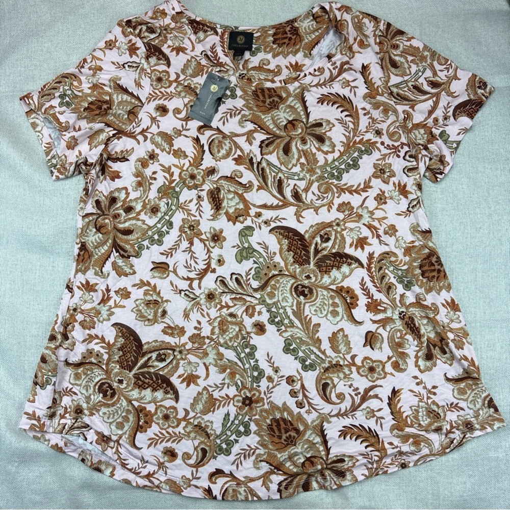 Jm Collection Plus Size Bloom Print Short-Sleeve Top Size 2X